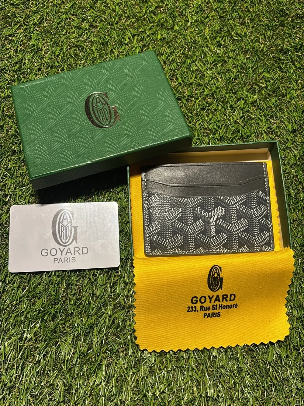 Goyard Grey and Black Goyardine Card Holder